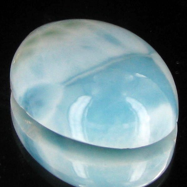27.1ct Scarce Carribean Larimar Cabochon: Scarce blue pectolite "Larimar" found only in Dominican Republic; well cut & colored