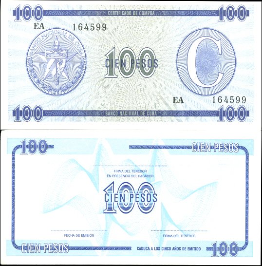 1980 Cuba 100P Crisp Unc Foreign Exch. Note Ser C: Scarce crisp unc high BV