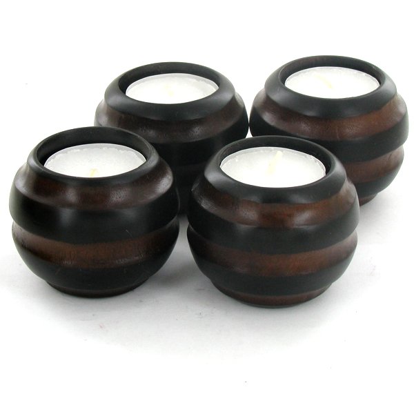 Mango Wood Candle Holder: Excellent handcrafted piece; 2in