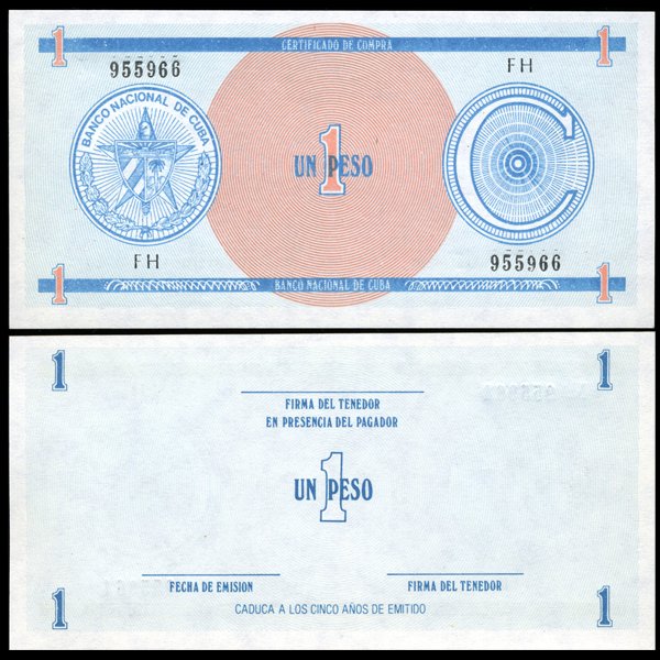 1987 Cuba 1 Peso For. Exch. Note Crisp Unc.: Scarce issue