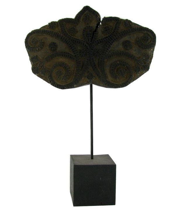 Antique Afghan Printing Block on Stand: Great old piece; 16"