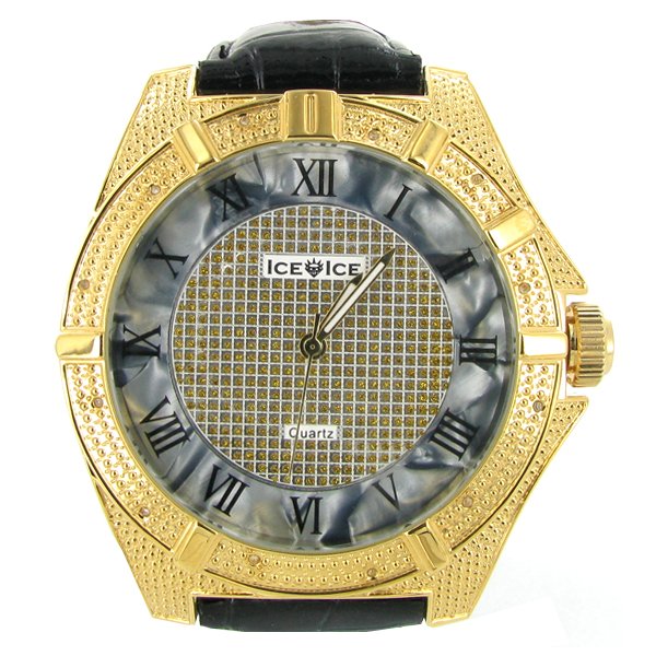 New Ice Time Mens Diamond Bezel Watch: Brand new mens bling style with 10 diamonds in bezel; 2 different color bands; box and papers; retail $1595