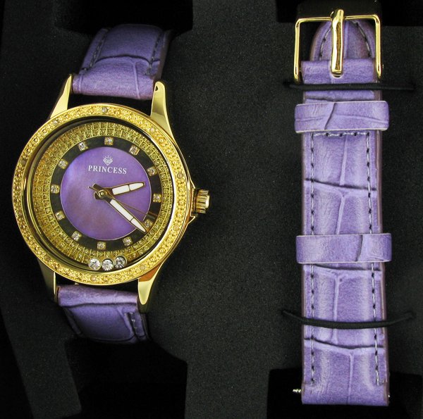 New Ice Time Princess Ladies Diamond Bezel Watch Gold P: Brand new ladies bling style with diamonds in bezel; 2 different bands; box and papers; high $$$$ retail
