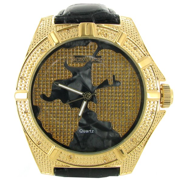 New Ice Time Mens Diamond Bezel Watch: Brand new mens bling style with 10 diamonds in bezel; 2 different color bands; box and papers; retail $1595