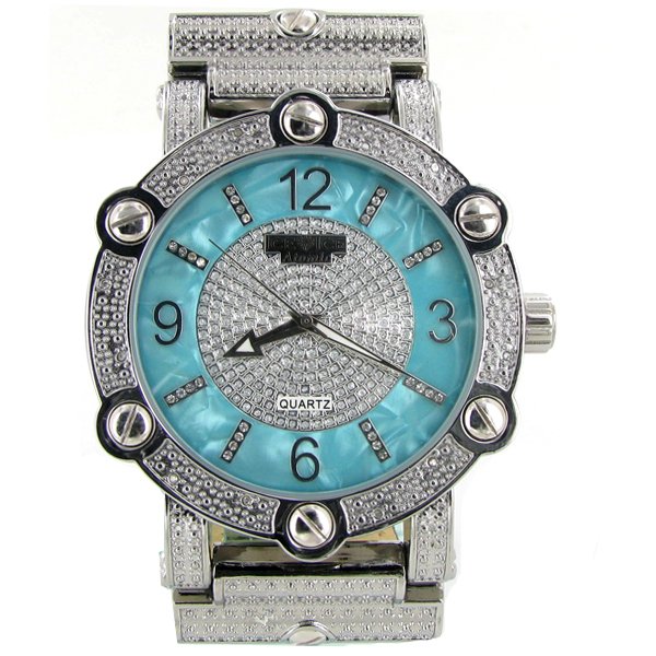 New Ice Time Mens Diamond Bezel Watch White Gold Plated: Brand new mens bling style with diamonds in bezel; box and papers; high $$$ retail