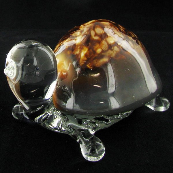 Handcrafted Glass Cowry Shell Turtle: Excellent handcrafted piece; 4"