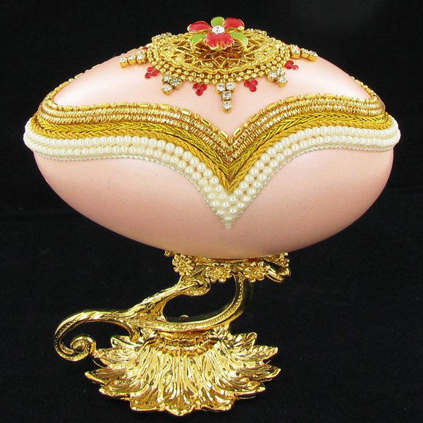 Fabrege Style Decorative Egg Ring Box: Well crafted; 5"
