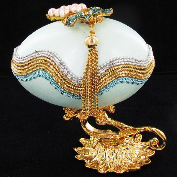 Fabrege Style Decorative Egg Ring Box: Well crafted; 5"