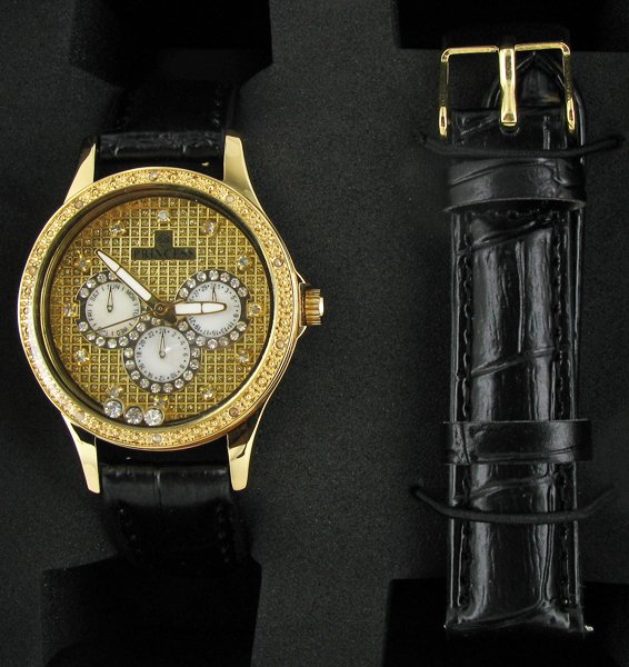 New Ice Time Princess Ladies Diamond Bezel Watch Gold P: Brand new ladies bling style with diamonds in bezel; 2 different bands; box and papers; high $$$$ retail