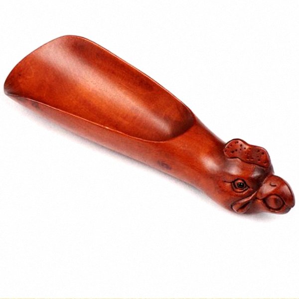 Chinese Carved Boxwood Hen Tea Scoop: Nice carved piece; 4"