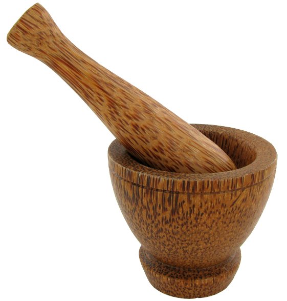 Handcarved Sugar Palm Mortar & Pestle: Excellent handcrafted piece; 3"