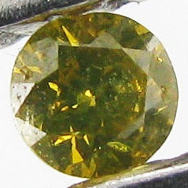 0.05ct Yellow Diamond: Excellent piece; well cut and colored; with treatment