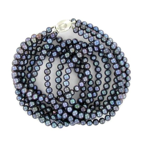 Black Saltwater Pearl Three Strand Necklace: Excellent black saltwater pearls; uniformly sized (6.5mm); 330 count; 75" (25" 3 strands);