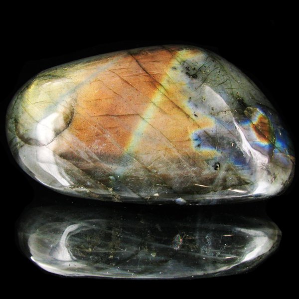 455ct Large Polished Rainbow Labradorite Cabochon: Excellent natural polished specimen
