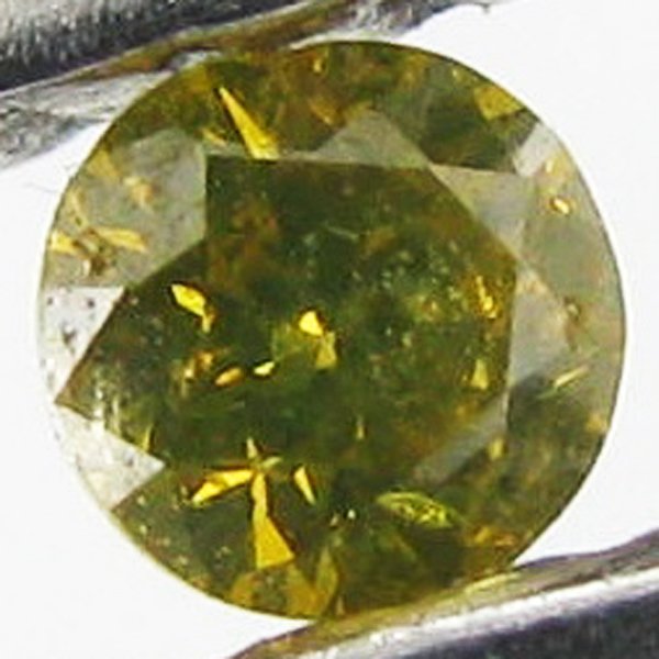 0.04ct Yellow Diamond: Excellent piece; well cut and colored; with treatment