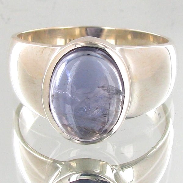 29.6twc Iolite Sterling Ring: Well crafted piece; stone with customary treatment