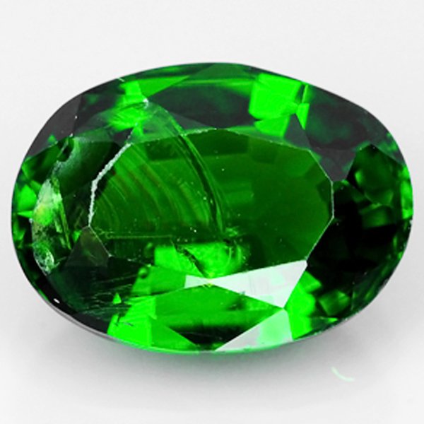 2.28ct Green Chrome Diopside Oval: Excellent grade 8 of 10 specimen; estimated Gem Guide wholesale $137, estimated retail $410; Russia origin