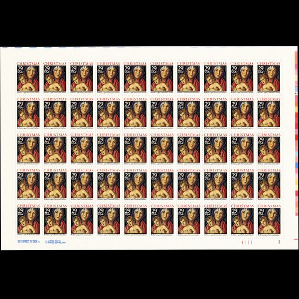 1992 US Xmas 29c Mint Sheet: Excellent full sheet