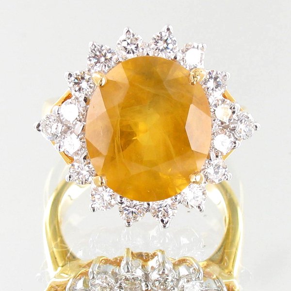 5.65ct Yellow Sapphire Diamond 18k Ring