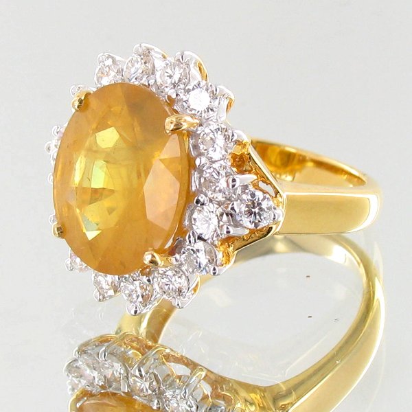 5.65ct Yellow Sapphire Diamond 18k Ring - 2