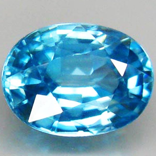 1.74ct Blue Zircon Oval : Excellent heated grade 9 of 10 specimen; estimated Gem Guide wholesale $209, estimated retail $609; Cambodia origin