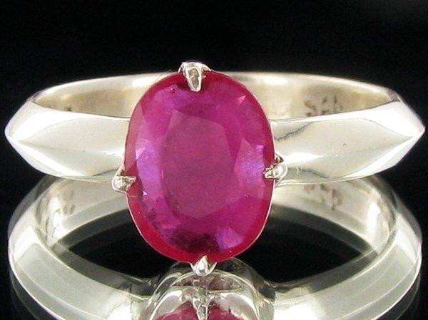 16.3twc Madagascar Ruby Sterling Ring: Well crafted piece; stone with customary treatment