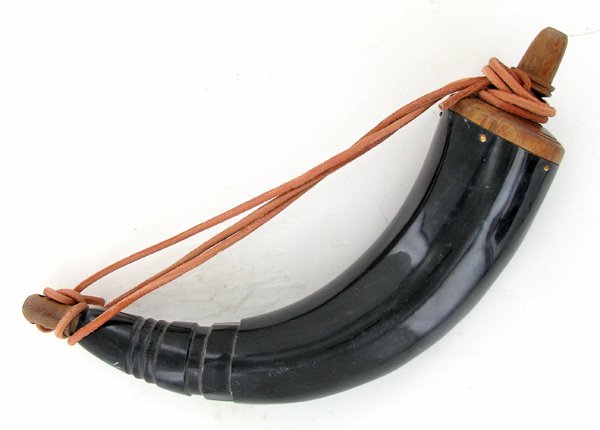 US West Indian Buffalo Polished Powder Horn: Excellent Piece; 12"