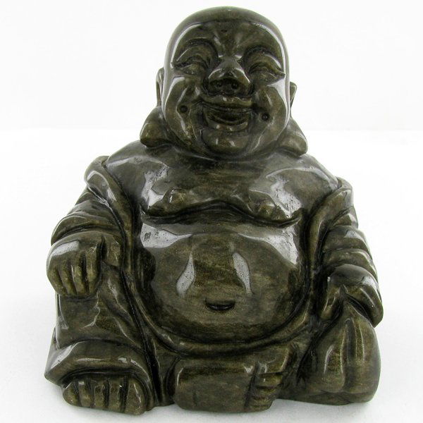 1800ct Handcarved Rainbow Obsidian Buddha: Well crafted piece; 3.5"