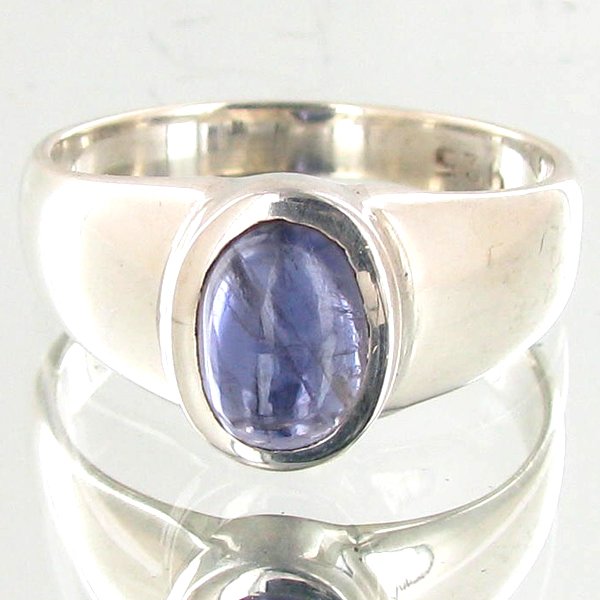 22.65twc Iolite Sterling Ring: Well crafted piece; stone with customary treatment