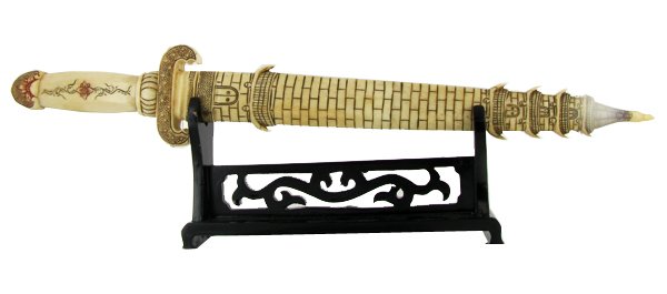 Handcarved Bone Dagger & Scarab - 2