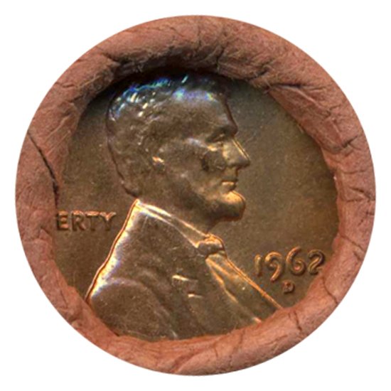 1962D Linc 1c BU Scarce UnOpened Bank Roll 50 GEMS
