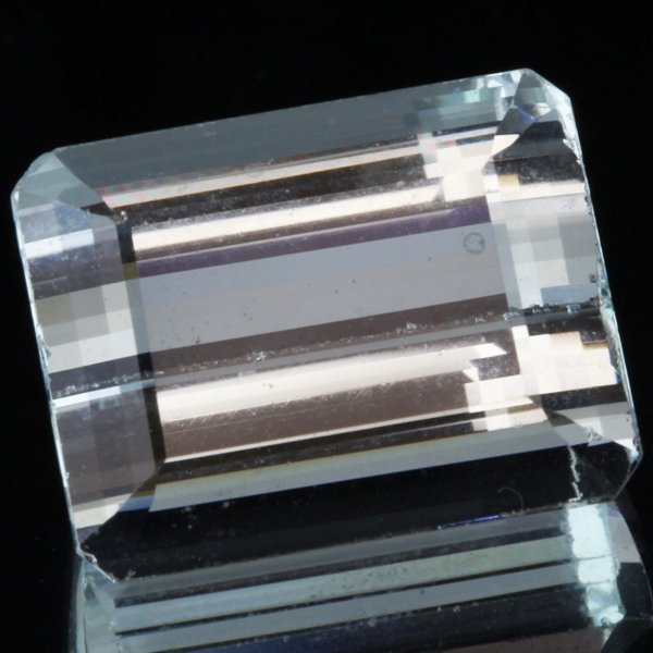 5.2ct Sky Blue Flawless Aquamarine Emerald Cut: Excellent untreated grade 9 of 10 specimen; estimated Gem Guide wholesale $650, estimated retail $1800; Brazil origin