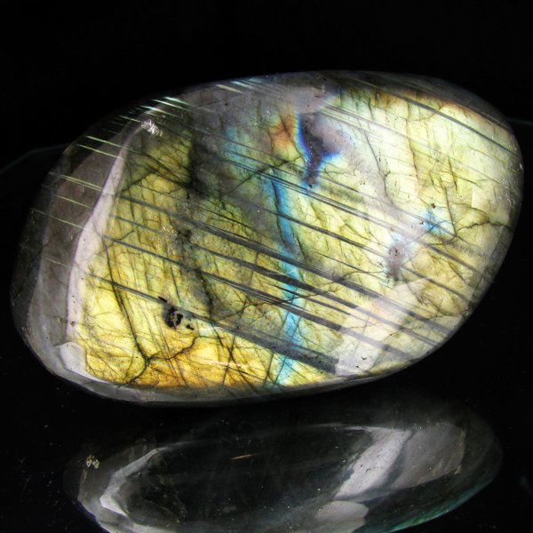 775ct Large Polished Rainbow Labradorite Cabochon: Excellent natural polished specimen