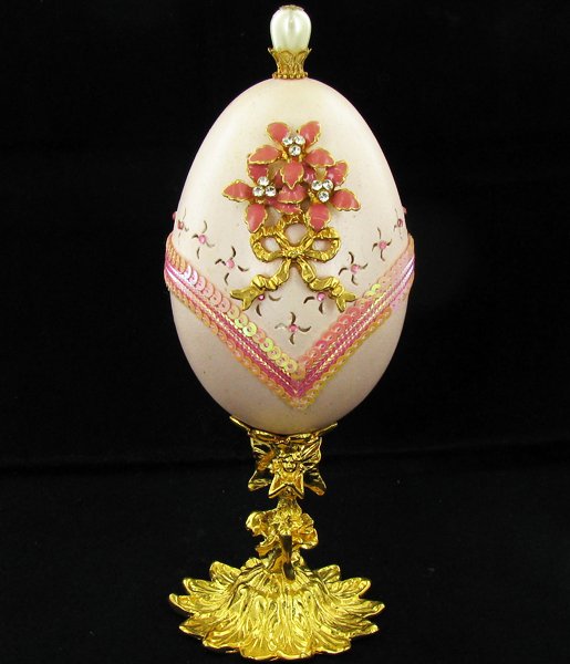 Fabrege Style Decorative Egg Ring Box: Well crafted; 6"