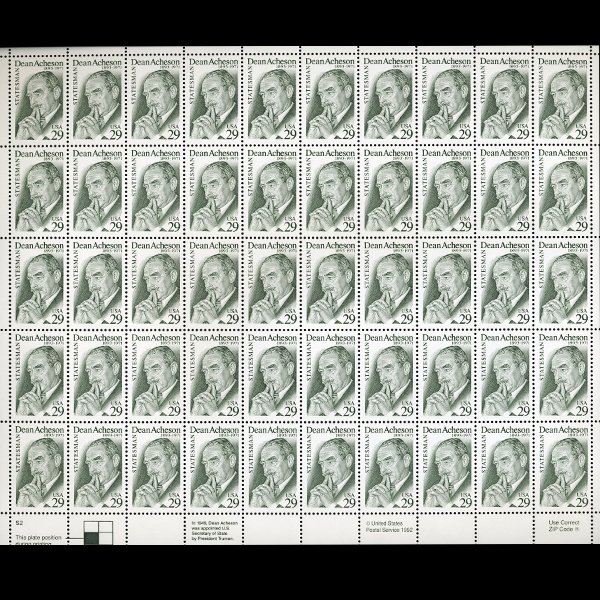 1982 US Walker 20c Mint Sheet ERROR: Full 50pc mint sheet with color shift to the NW