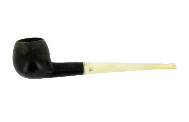 Antique Medico Ebony Pipe w/Holder: Great auroma; cracked; 6"