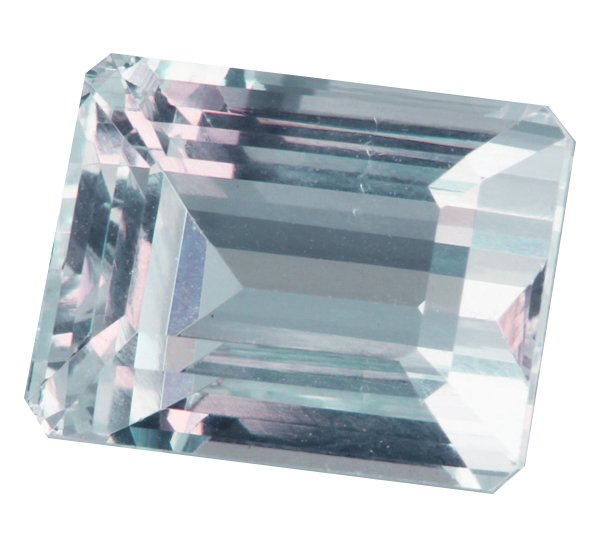 9.7ct Sky Blue Flawless Aquamarine Emerald Cut: Excellent untreated grade 9 of 10 specimen; estimated Gem Guide wholesale $650, estimated retail $1800; Brazil origin