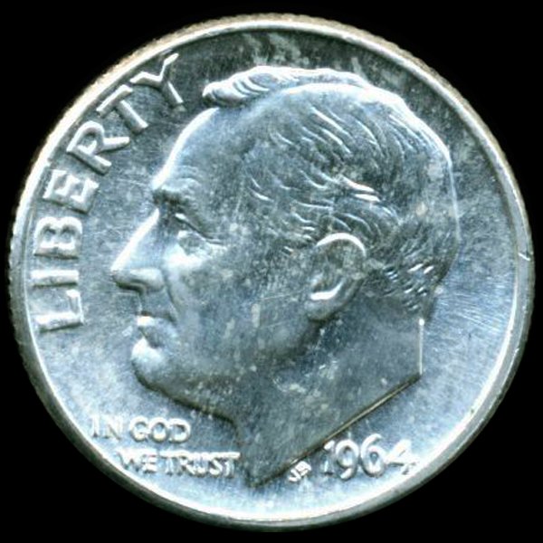 1964D FDR Silver 10c M66: Nice piece; $45BV