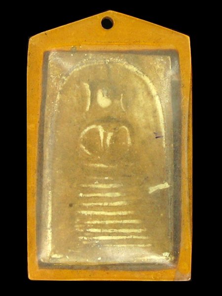 Antique Thai Clay Buddha Amulet in Plastic Pendant Case
