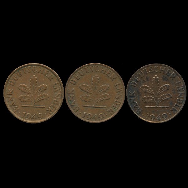 1949F/G Germany 1pf XF/AU 2Pcs.