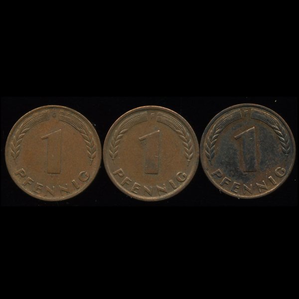 1949F/G Germany 1pf XF/AU 2Pcs. - 2