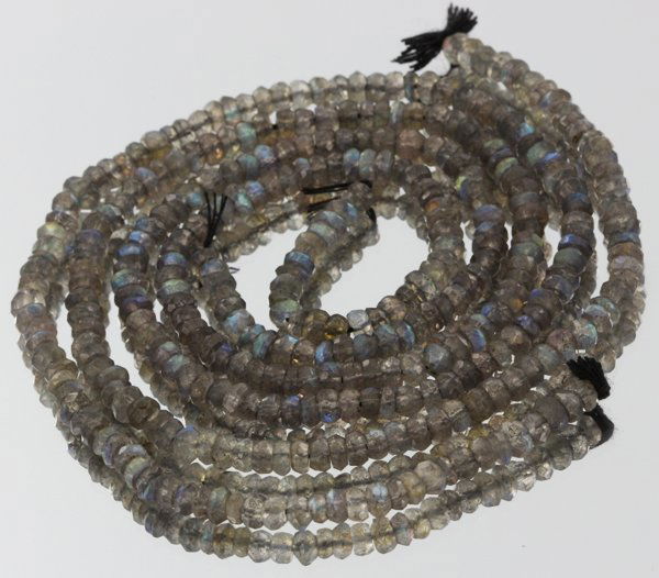 81.7ct Labradorite Faceted Bead Strand Pair: Great strands of better-quality stones