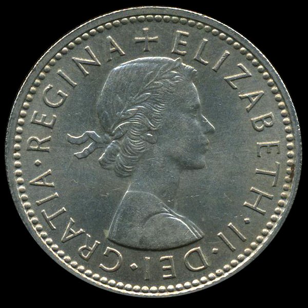 1959 British QE2 1 Shilling Scarce Scottish Rev MS63