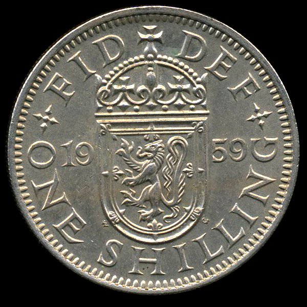 1959 British QE2 1 Shilling Scarce Scottish Rev MS63 - 2