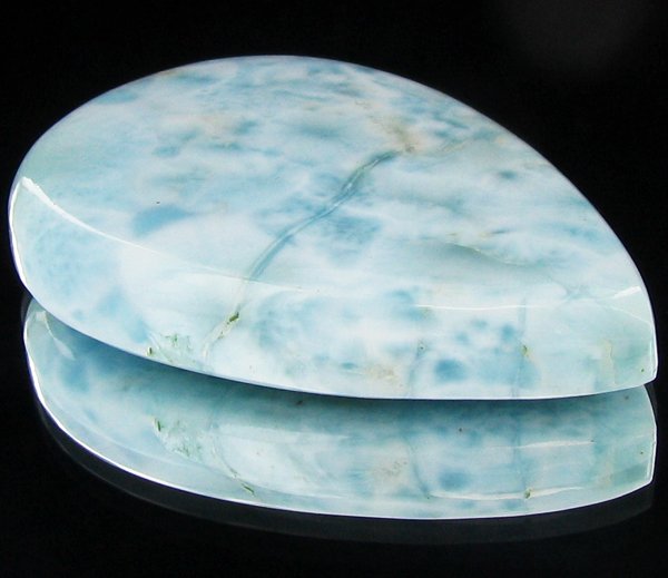 52.5ct Blue Green Larimar/Pectolite Cabochon: Excellent scarce treated grade 6 of 10 specimen; Dominican Republic origin, the world's only source