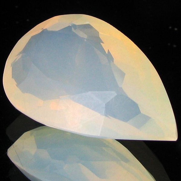 17.91ct Misty Yellow Mexico Fire Opal Pear: Excellent specimen; well cut and colored; with customary treatment unless noted otherwise
