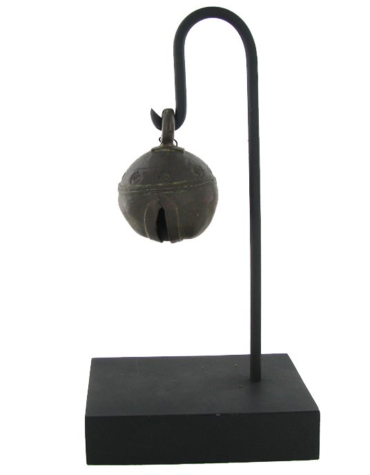 Antique Thai Cow Bell on Stand: Excellent piece; 11" on stand
