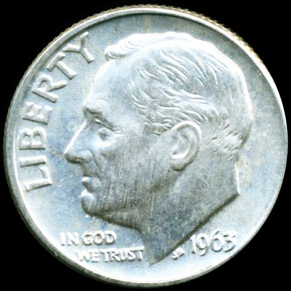 1963D FDR Silver 10c M65 Full Bands: Nice piece; $35BV