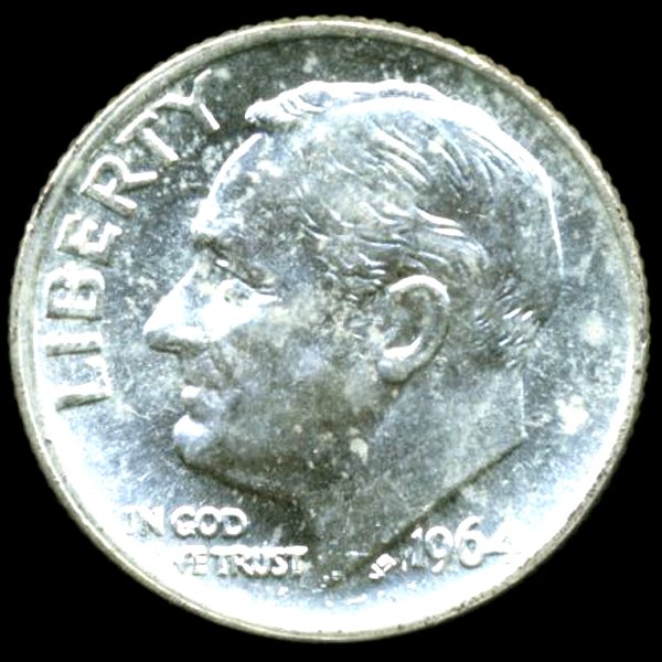 1964 FDR 10c MS65/66 Full Bands: Excellent gem piece