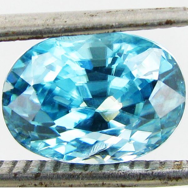 4ct Blue Zircon Oval : Excellent heated grade 10 of 10 specimen; estimated Gem Guide wholesale $700, estimated retail $2000; Cambodia origin